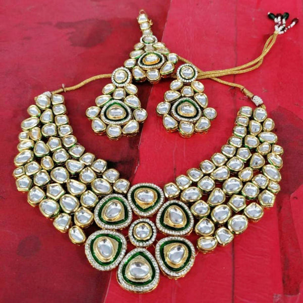 FS Collection Gold Plated Kundan Choker Necklace Set