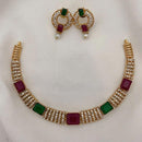 FS Collection Gold Plated Crystal Stone Necklace Set