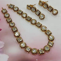 FS Collection Gold Plated Kundan Necklace Set