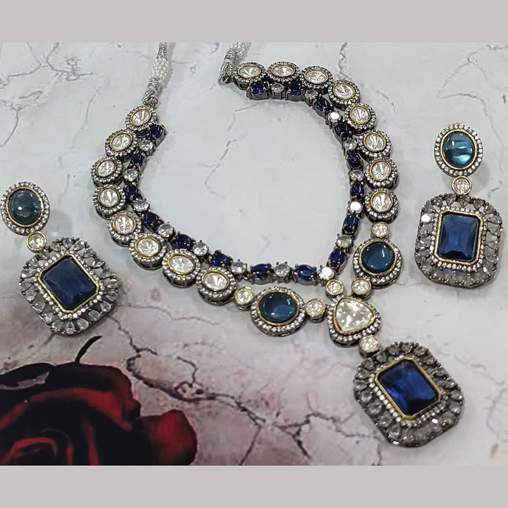 FS Collection 2 Tone Kundan Stone Necklace Set