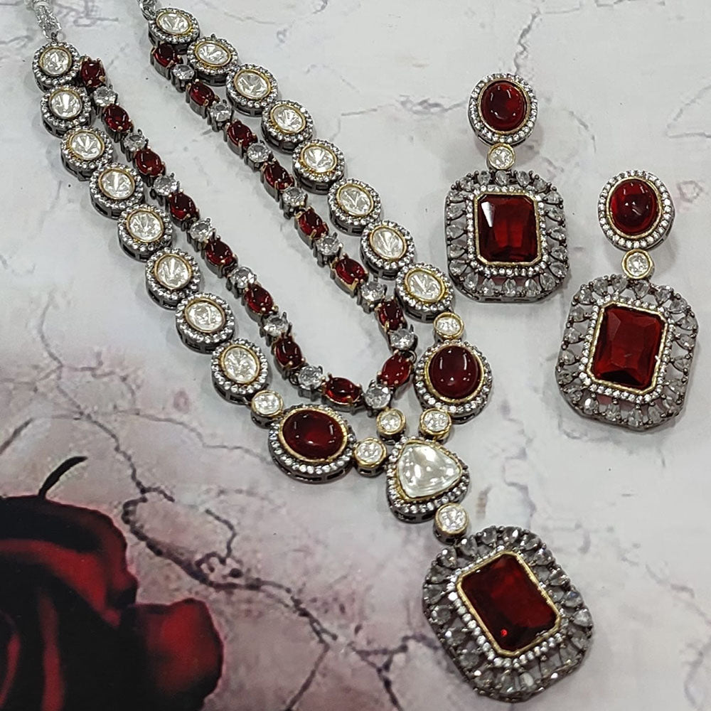 FS Collection 2 Tone Kundan Stone Necklace Set