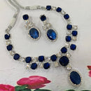 FS Collection Silver Plated AD Necklace Set