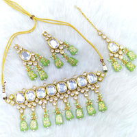 FS Collection Gold Plated Kundan Stone Choker Necklace Set