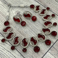 FS Collection Silver Plated AD Necklace Set