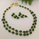 FS Collection Gold Plated Crystal Stone And Pearl Necklace Set