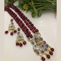 FS Collection Gold Plated Austrian Stone And Beads Temple Long Necklace Set