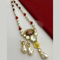FS Collection Gold Plated Pearl And Real Baroque  Long Necklace Set