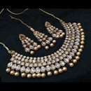 FS Collection Gold Plated Kundan And Beads Necklace Set