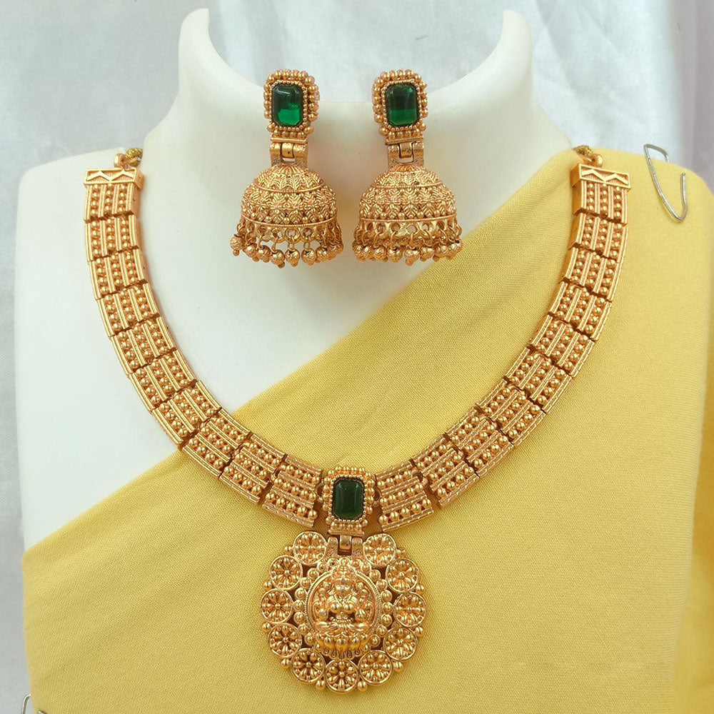 FS Collection Gold Plated Temple Necklace Set