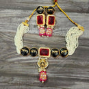 FS Collection Gold Plated Pearl And Crystal Stone Choker Necklace Set