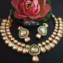 FS Collection Gold Plated Kundan Stone Necklace Set