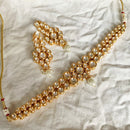 FS Collection Gold Plated Kundan Stone Necklace Set