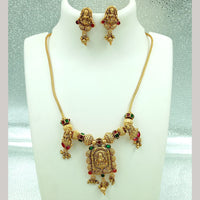 FS Collection Gold Plated Pota Stone Temple Necklace Set