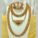 FS Collection Gold Plated Pota Stone Temple Necklace Combo