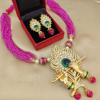 FS Collection Gold Plated Kundan And Pearl Necklace Set
