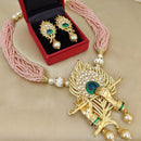 FS Collection Gold Plated Kundan And Pearl Necklace Set