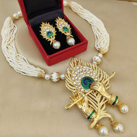 FS Collection Gold Plated Kundan And Pearl Necklace Set