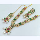 FS Collection Gold Plated Crystal Stone And Meenakari Necklace Set