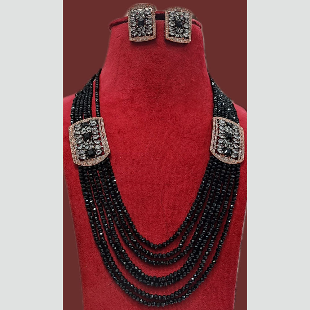 FS Collection 2 Tone Plated AD Multi Layer Long Necklace Set