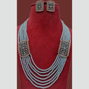 FS Collection 2 Tone Plated AD Multi Layer Long Necklace Set