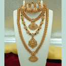 FS Collection Gold Plated Kundan Double Temple Necklace Set
