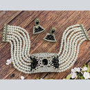 FS Collection Silver Plated AD Choker Necklace Set