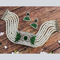 FS Collection Silver Plated AD Choker Necklace Set