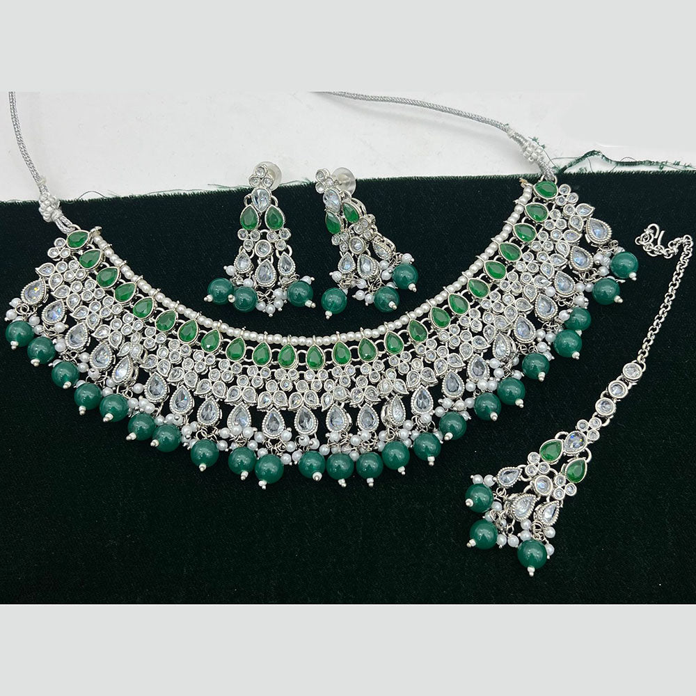 FS Collection Silver Plated AD Necklace Set