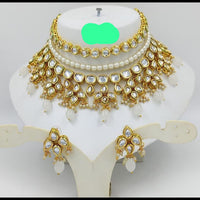 FS Collection Gold Plated Kundan Stone Choker Necklace Set