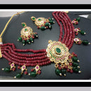 FS Collection Gold Plated Pota Stone Choker Necklace Set