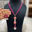 FS Collection Gold Plated Pearl Long Necklace Set