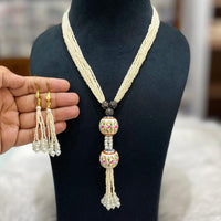 FS Collection Gold Plated Pearl Long Necklace Set
