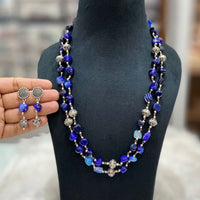 FS Collection Oxidised Plated Beads Long Necklace Set