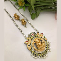 FS Collection 2 Tone Plated Pota Stone And Lord Long Necklace Set