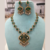 FS Collection Gold Plated Kundan Stone Necklace Set