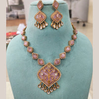 FS Collection Gold Plated Kundan Stone Necklace Set