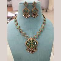 FS Collection Gold Plated Kundan Stone Necklace Set