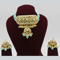 FS Collection Gold Plated Pota Stone Choker Necklace Set