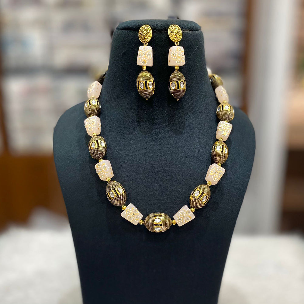 FS Collection Gold Plated Beads Necklace Set