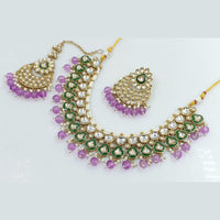 FS Collection Gold Plated Kundan Stone Necklace Set