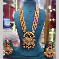 Fs Collection Gold Plated Kundan Stone And Beads Long Necklace Set