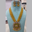 Fs Collection Gold Plated AD And Pearl Long Necklace Set
