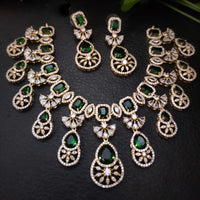 Fs Collection Gold Plated AD Necklace Set