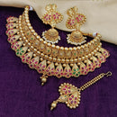 FS Collection Gold Plated Kundan Stone Choker Necklace Set