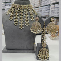 FS Collection Gold Plated Kundan Stone And Pearl Choker Necklace Set