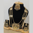 Fs Collection Gold Plated Pearl Long Necklace Set