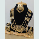 Fs Collection Gold Plated Pearl Long Necklace Set