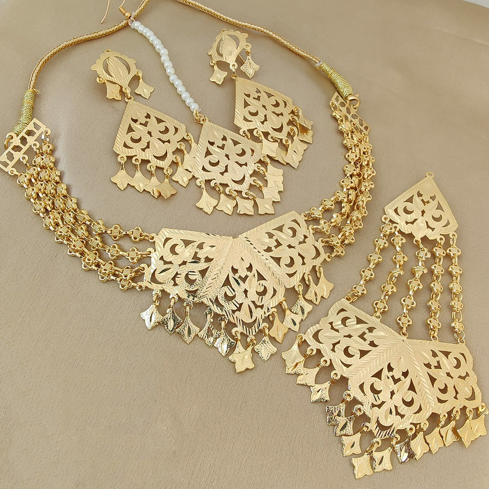 Fs Collection Gold Plated Choker Necklace Set