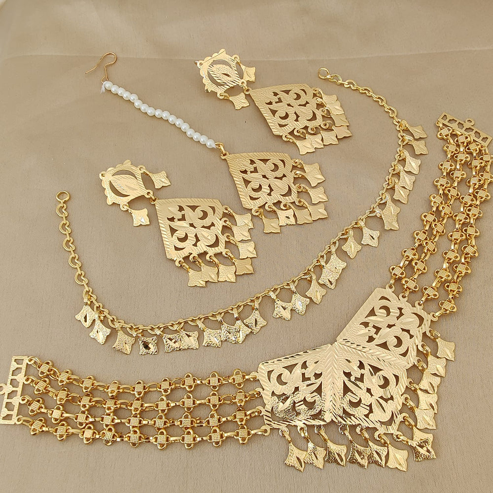 Fs Collection Gold Plated Choker Necklace Set