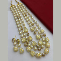 Fs Collection Gold Plated Beads Long Necklace Set